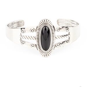 Elegant Silver and Black Cuff Bracelet